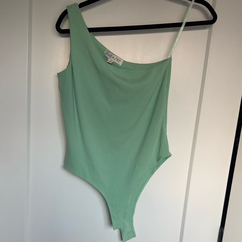 Vici Carlotta One Shoulder Bodysuit - Seafoam - size small